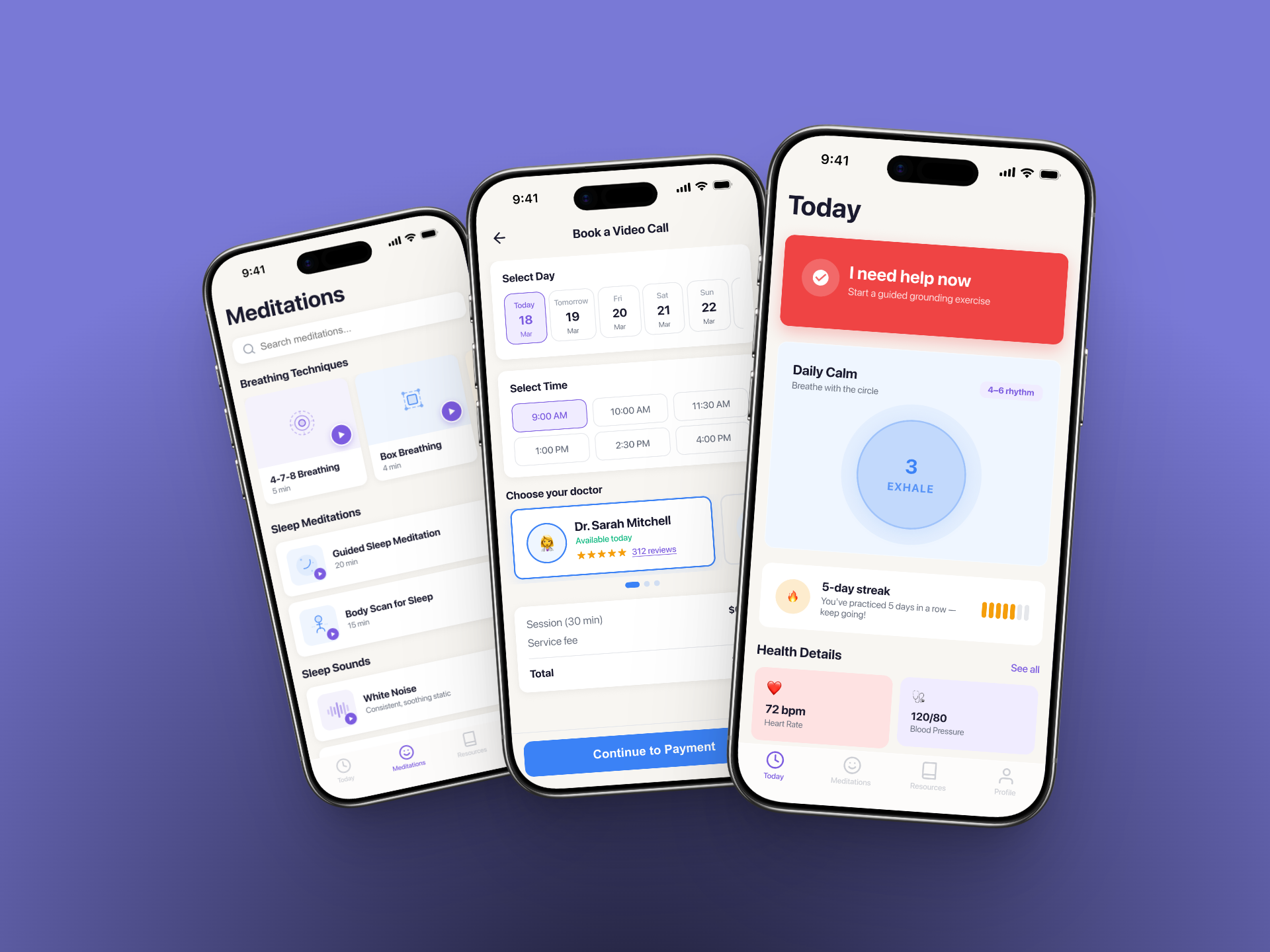 Mental Health App mockup